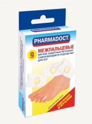 Пластырь мозольный, Pharmadoct (Фармадокт) №9 межпальцевый для ног с защитными подушечками